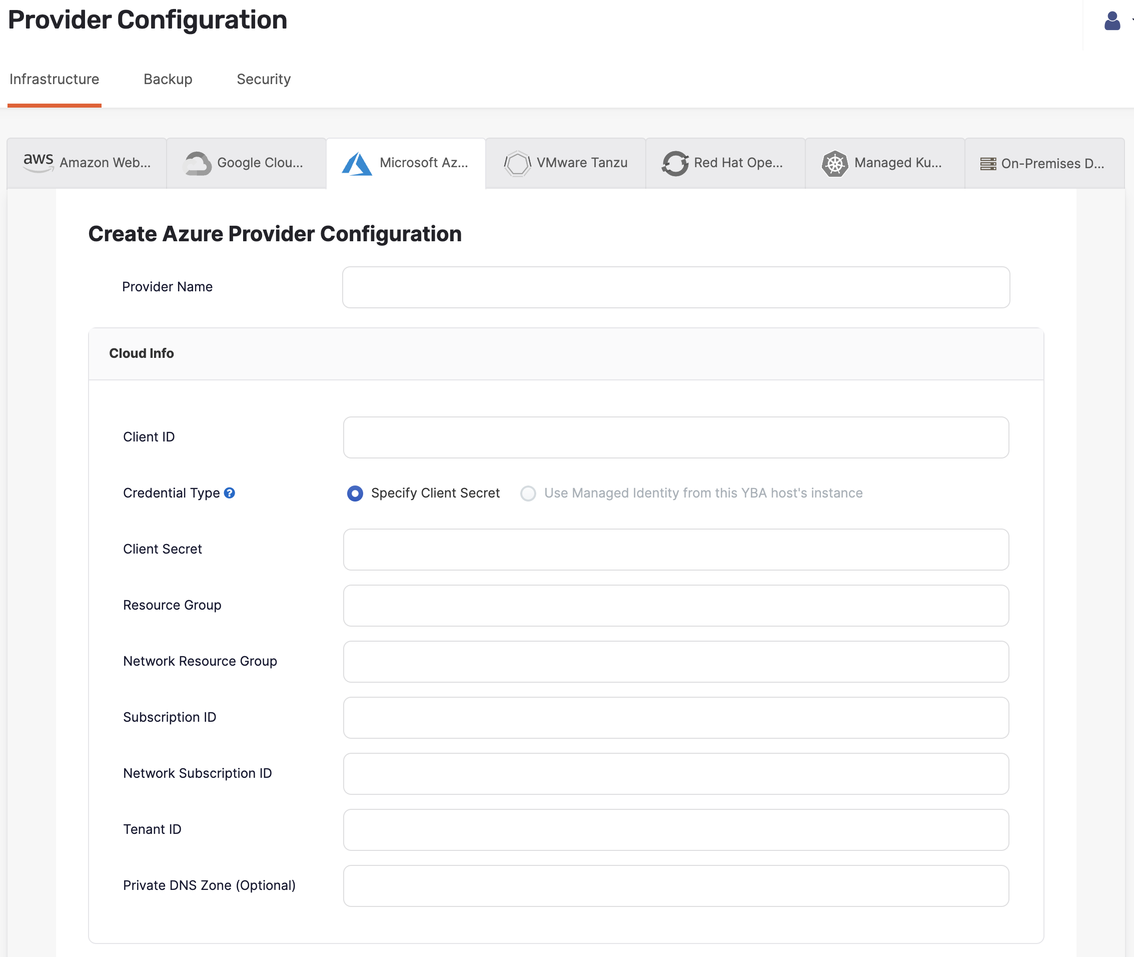 Create Azure provider Create Azure provider